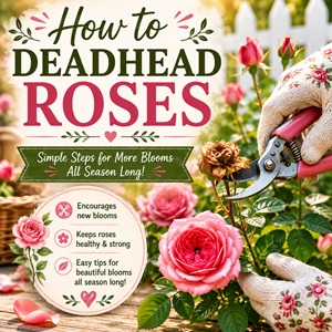 Learn how to deadhead roses the right way for healthier plants and more blooms all season long. This easy guide shows where to cut spent flowers to encourage fresh growth and beautiful roses. Perfect for rose gardening, cottage garden flowers, beginner gardening, and Simple Homemade Living garden inspiration.