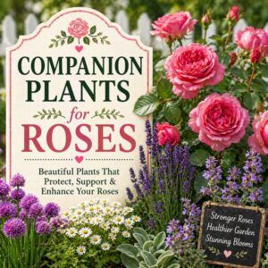 Learn which flowers, herbs, and beneficial plants grow beautifully with roses to improve health, boost blooms, and add color around your rose bushes.