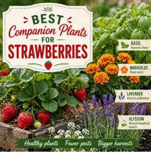 Discover the best companion plants for strawberries including basil, marigolds, lavender, and alyssum. These helpful plants can attract pollinators, repel pests, and support healthier strawberry plants all season long.