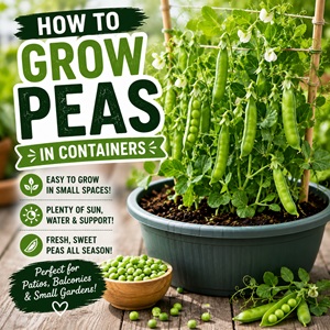 Learn how to grow peas in containers with this easy small-space gardening guide. Perfect for patios and balconies, plus tips for growing tomatoes, cucumbers, lettuce, peppers, and herbs in pots too.