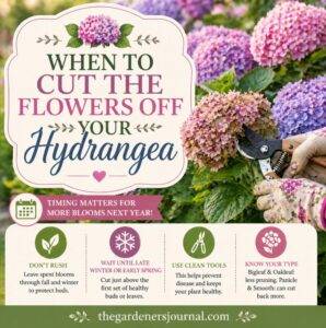 Wondering when to remove hydrangea blooms? Learn the best time to deadhead hydrangeas, when to leave flowers on the plant, and how to prune correctly for bigger blooms next season. Perfect hydrangea care tips for beginners.