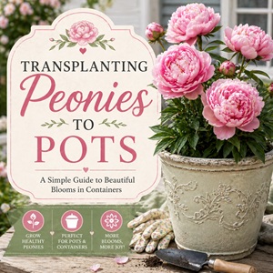 Learn how to successfully transplant peonies into containers for beautiful blooms on patios, porches, and small gardens. This simple gardening guide is perfect for anyone who loves cottage garden flowers like roses, foxgloves, hydrangeas, delphiniums, and lavender.