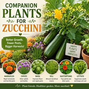 Want healthier zucchini plants naturally? Companion planting can help repel pests, attract pollinators, and improve plant growth. This guide shares the best zucchini companion plants including marigolds, basil, dill, nasturtiums, and chives.