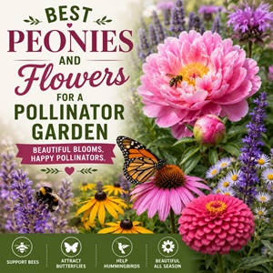 Create a beautiful pollinator garden filled with peonies, coneflowers, bee balm, asters, and other nectar-rich blooms. These flowers attract bees, butterflies, and hummingbirds while adding color and charm to your cottage garden from spring through fall.